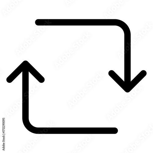 Dynamic square arrows representing synchronization and data transfer for seamless connectivity in digital applications