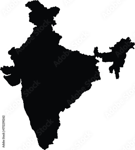 Indian Map silhouette Black and White