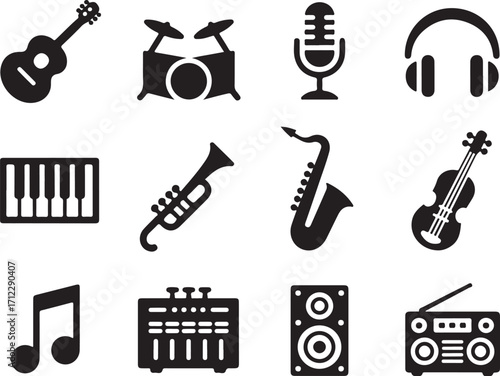 Diverse music icons for creative projects