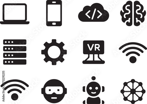 Modern tech icons for digital innovation and connectivity