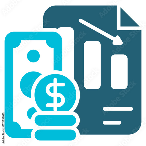 Deficit Glyph Blue Icon