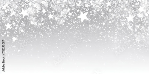 Wallpaper Mural Festive, light gray background with falling white stars and glitter Torontodigital.ca