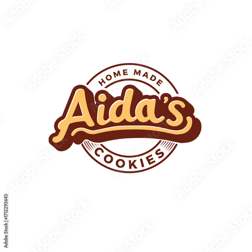 modern vintage style badge logo design for cookies brand, biscuit, and coffee and cafe