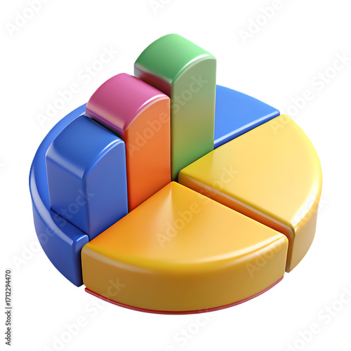 Vibrant 3D Pie Chart Illustration for Business Analysis and Presentation