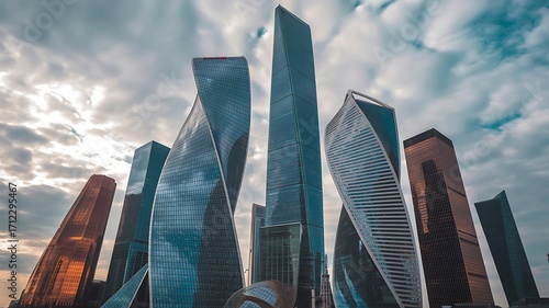 Wallpaper Mural Modern architecture of skyscrapers in moscow city against a dramatic cloudy sky showcasing urban development Torontodigital.ca