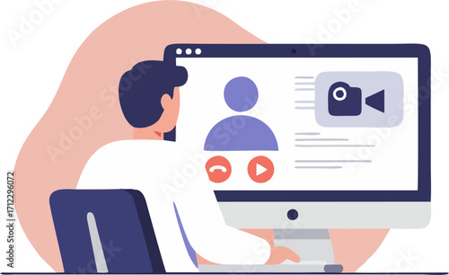 Video call at computer shows faceless user