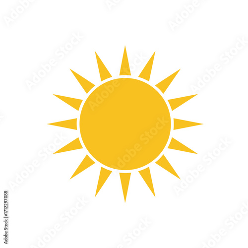 "Yellow Sun Icon for Weather, Summer, and Energy Design Themes"