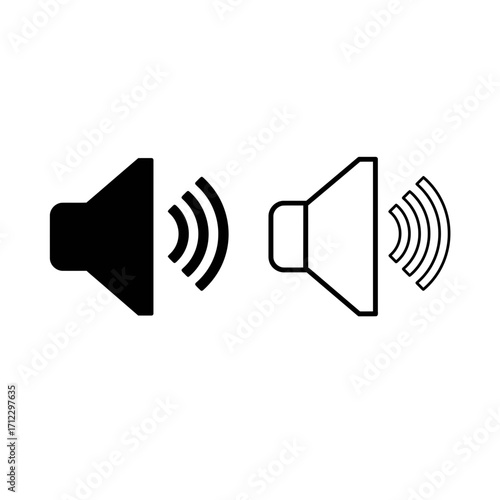 "Speaker Volume Icon Set for Audio, Sound, and Media Interface Design"
