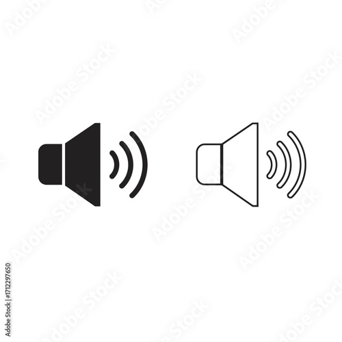 "Speaker Volume Icon Set for Audio, Sound, and Media Interface Design"