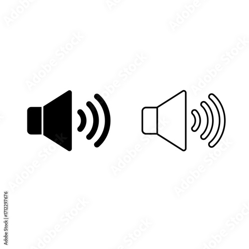 "Speaker Volume Icon Set for Audio, Sound, and Media Interface Design"