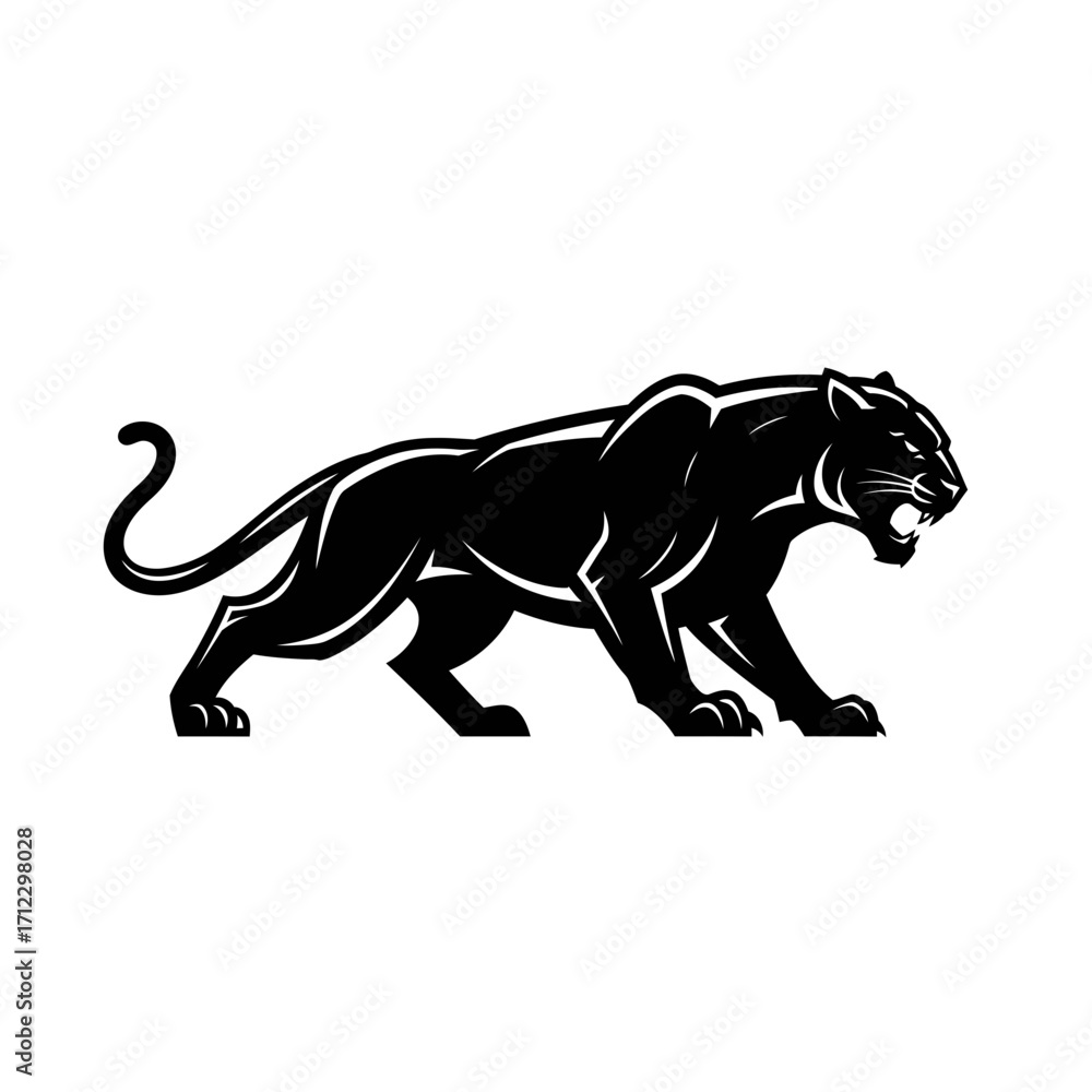 Obraz premium panther, wildcat, predator, feline, jungle, strength, stealth, animal, wildlife, beast, roar, hunt, mammal, carnivore, junglecat, danger, fearless, exotic, sleek, ferocity, nature, powerful, mysteriou