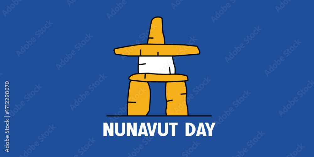 Fototapeta premium Nunavut Day Celebration Icon with Inuksuk Symbol