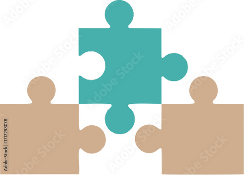 Interlocking puzzle pieces three connected shapes