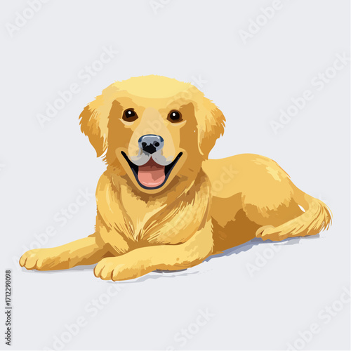 Adorable golden retriever puppy smiling sweetly, pure joy vector art
