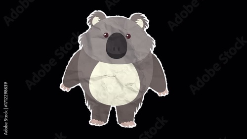 Cute Cartoon Animal Character on Paper Texture - Coala