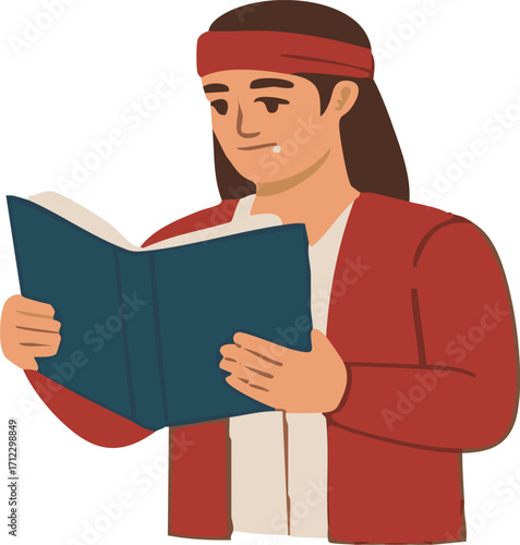 Man reading a book in a quiet room, absorbed in the story, with a focused expression and a peaceful atmosphere.