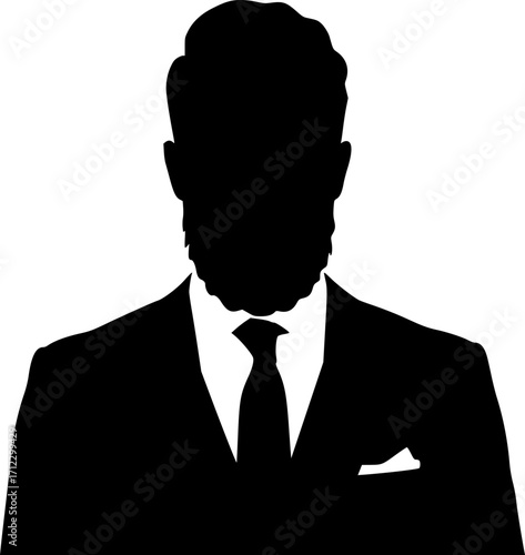 Elegant bearded man in suit silhouette vector illustration