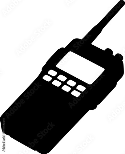 Portable radio communication device gadget silhouette vector illustration