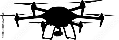 Modern drone technology aerial vehicle silhouette vector illustration