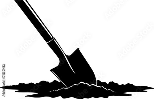 Isolated shovel digging soil gardening tool silhouette vector illustration