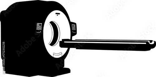 Medical tomography scanner diagnostic equipment silhouette vector illustration