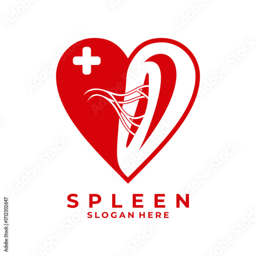 Spleen care logo design vector. Spleen with love combination logo design icon