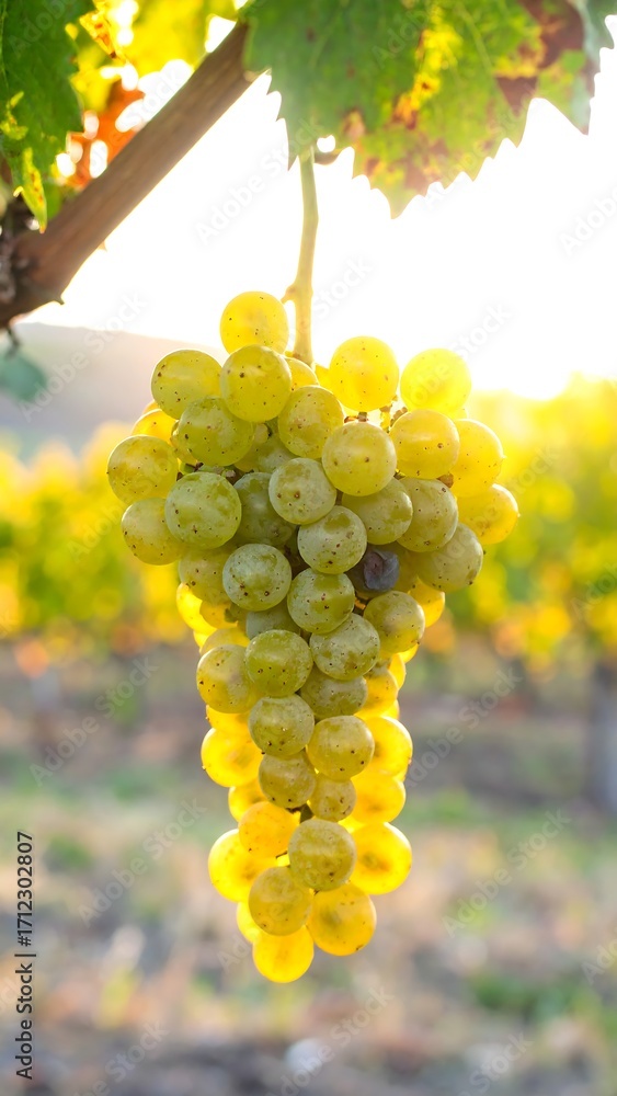 Naklejka premium Close-up cluster of ripe white grapes