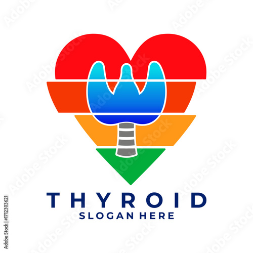 Thyroid care logo design vector template. Medical logo design template. Thyroid love logo icon