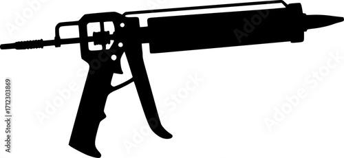 Caulking gun applicator construction tool silhouette vector illustration