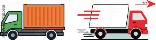 Transportation and Fast Delivery Trucks Vector Illustration