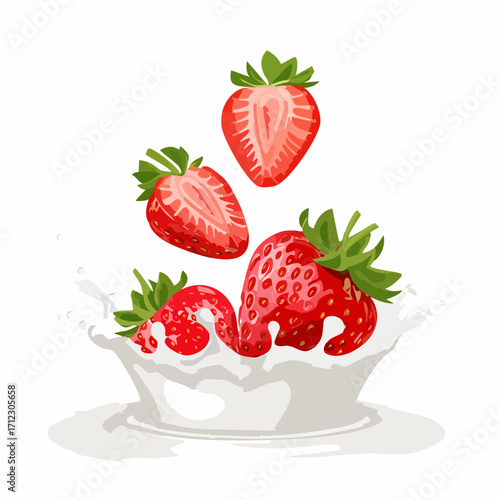 Erdbeeren und Milch