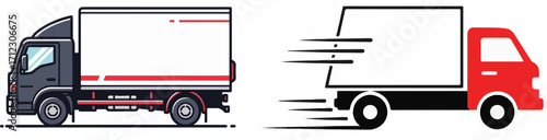 Illustrations of Delivery Trucks for Logistics and Fast Shipping Services