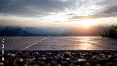 Scenic Sunset Over Mountain Road