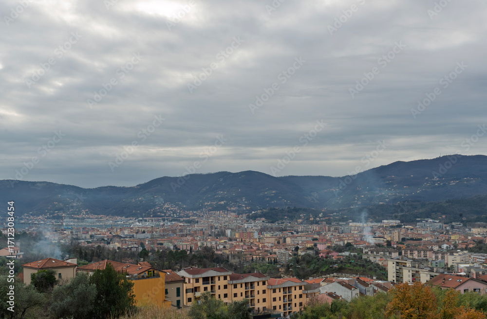 Fototapeta premium Aerial view of la spezia take from a hill