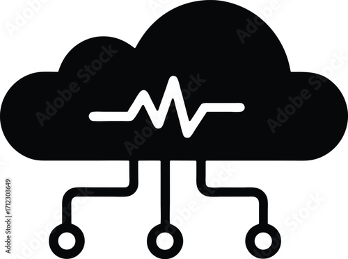 Cloud health data vector icon.