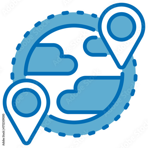 International Blue White Icon Editable Stroke