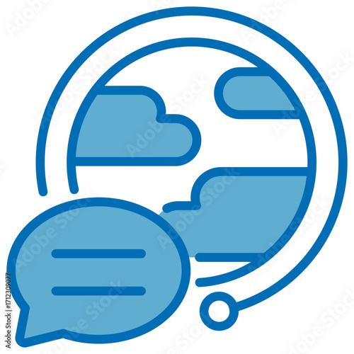 Globalization Blue White Icon Editable Stroke