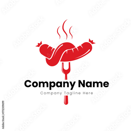 Red sausage on a fork logo