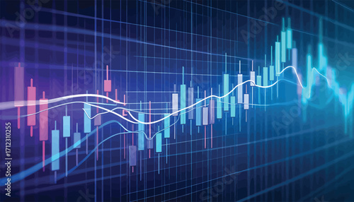 Financial Market Analysis Dynamic Stock Chart with Upward Trends and Insights