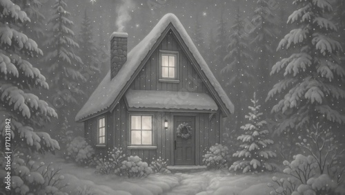 Wallpaper Mural Cozy winter cabin illustration Torontodigital.ca