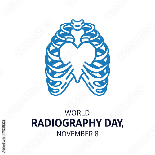 Blue Rib Cage Heart Icon World Radiography Day Text
