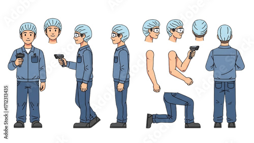 Elderly Man Character  Animation Kit – Front Side Back View, Body Parts and Poses Vector AI EPS PNG JPEG