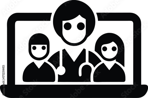 Family telehealth vector icon.