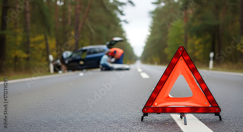 Roadside Emergency Hazard Triangle Alerting to Car Accident Assistance