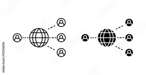 Global Network Connection Icon – People Communication Around World