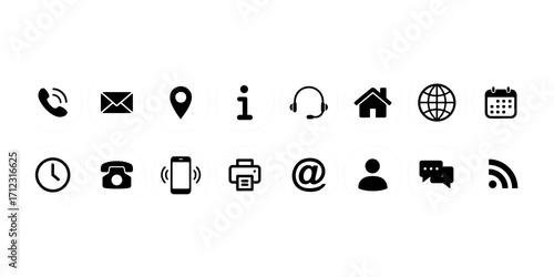 Contact icons for website, resume, business card, cv , visiting card