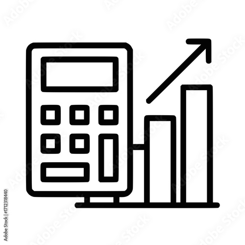 Flat Line Art Calculator with Graph – Profit Planning Vector