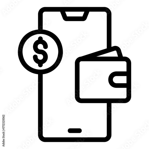 digital wallet Line Icon