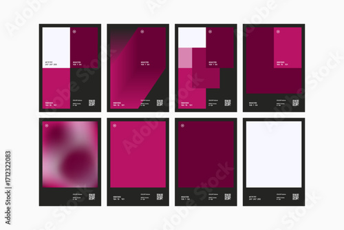 Set of Multiple Dusky Ruby Color Pallette Poster Design