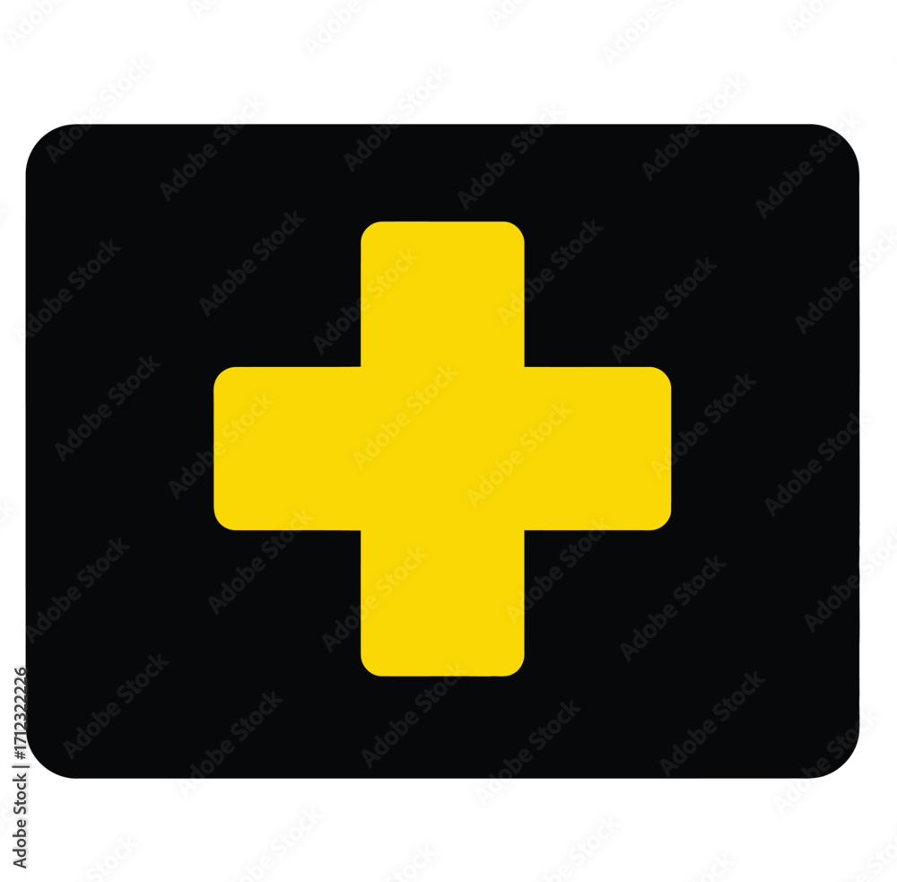 Obraz premium Bold yellow cross symbol on a dark background